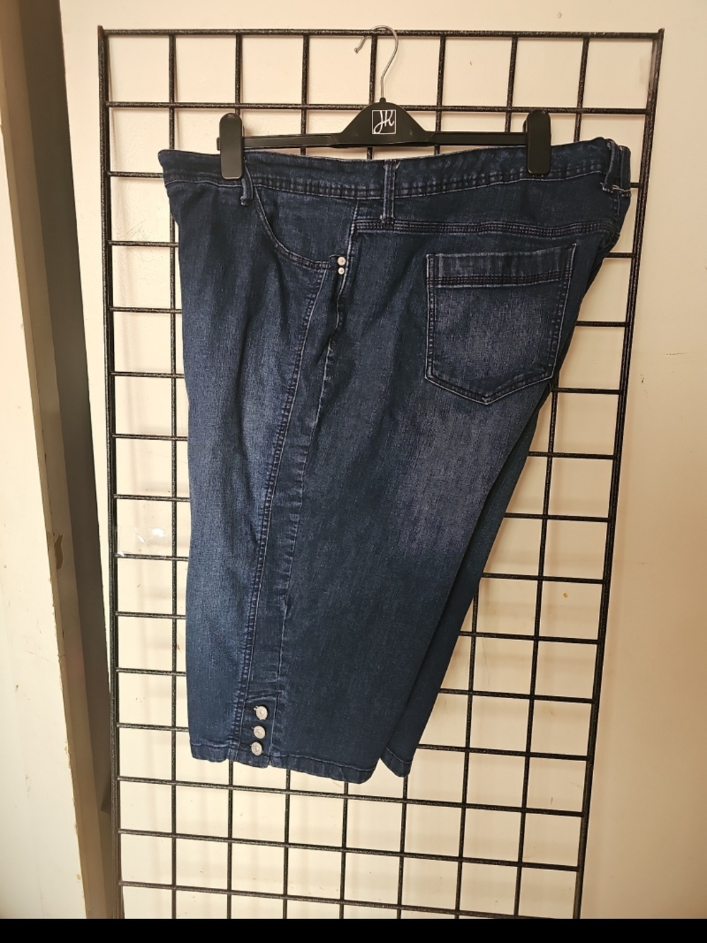 Gloria Vanderbilt Dark Blue Denim Skirt with Button Hem Detail